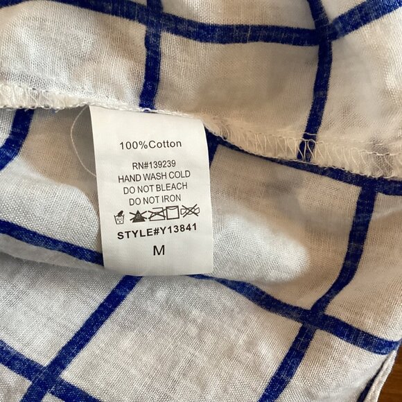 5 For $25 Do+Be Top Size Medium NWT Blue & White‎ Checkered Ruffle Cold Shoulder - Picture 3 of 7